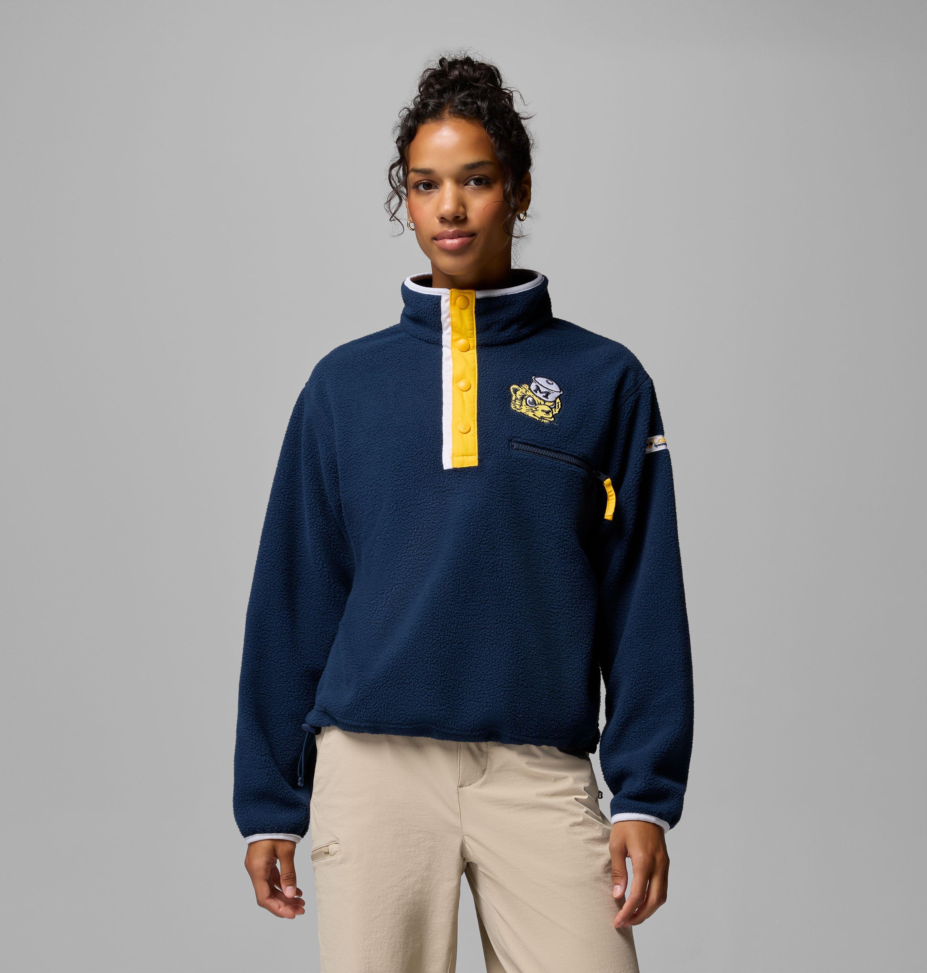 Women's Collegiate Helvetia Cropped Half Snap Fleece - Michigan