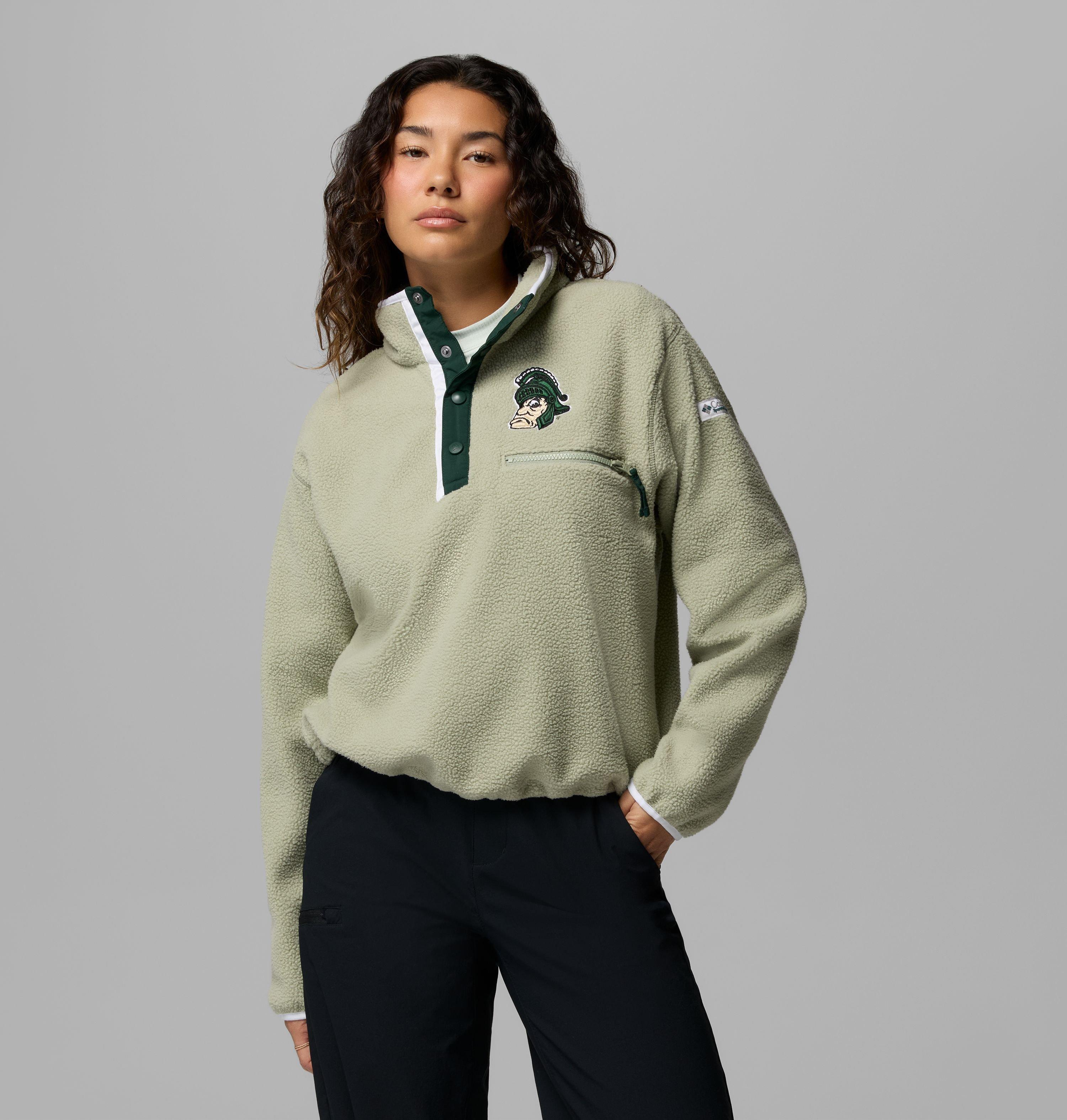 Women's Collegiate Helvetia Cropped Half Snap Fleece - Michigan State