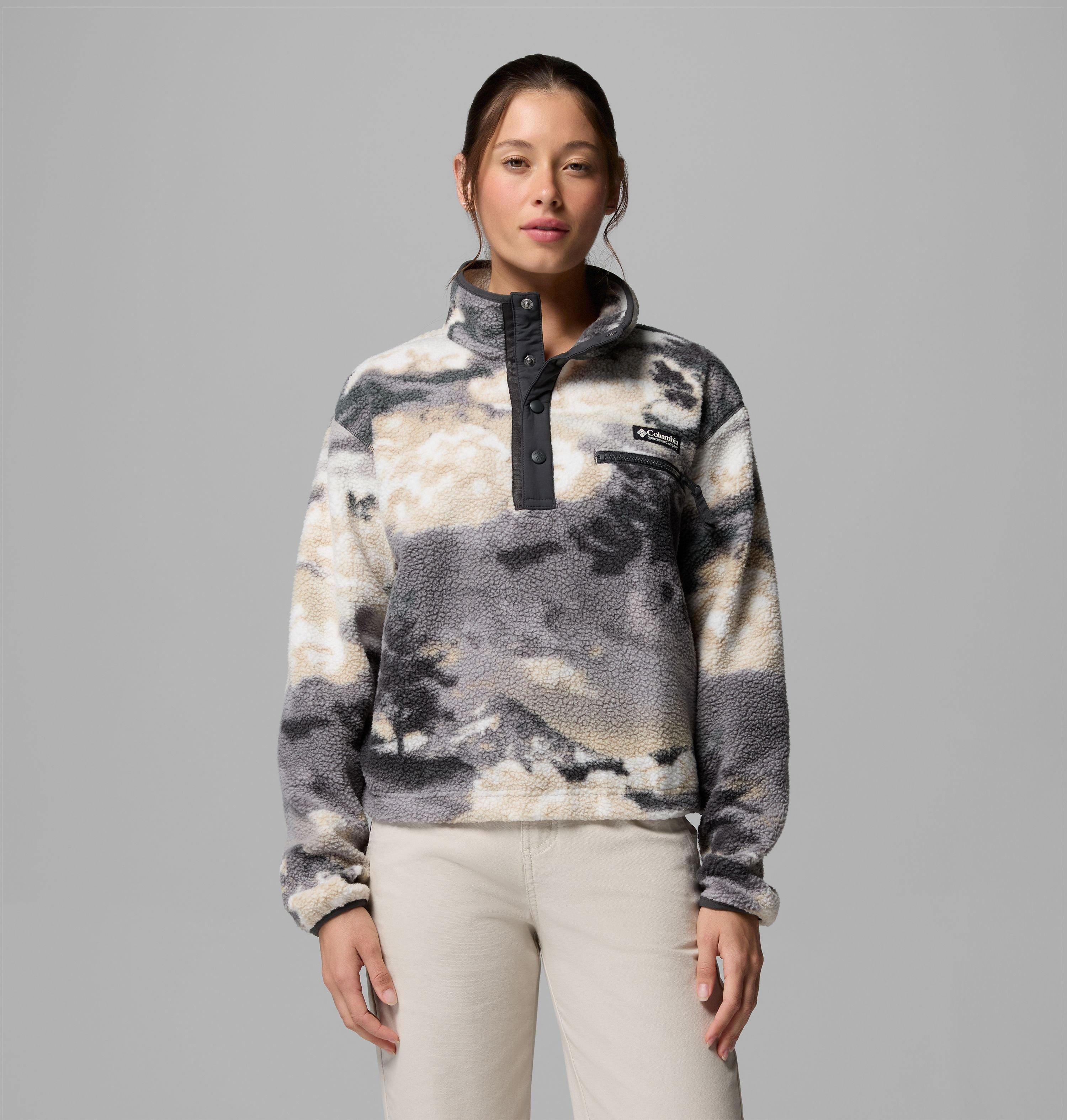 Women's Helvetia II Printed Cropped Half Snap Fleece Pullover