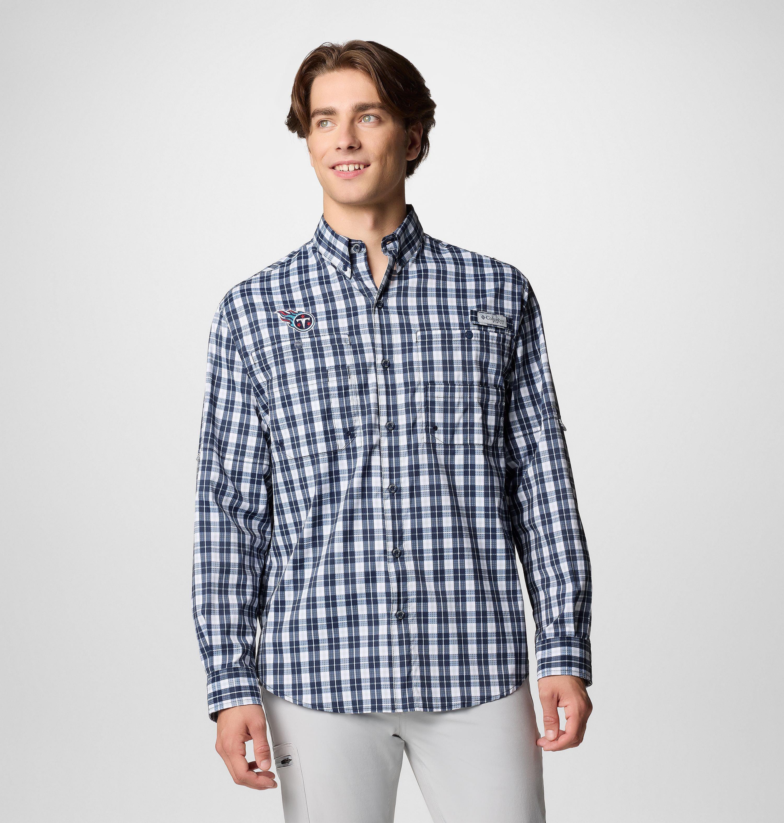 Men's PFG Super Tamiami Long Sleeve Shirt - Tennessee Titans