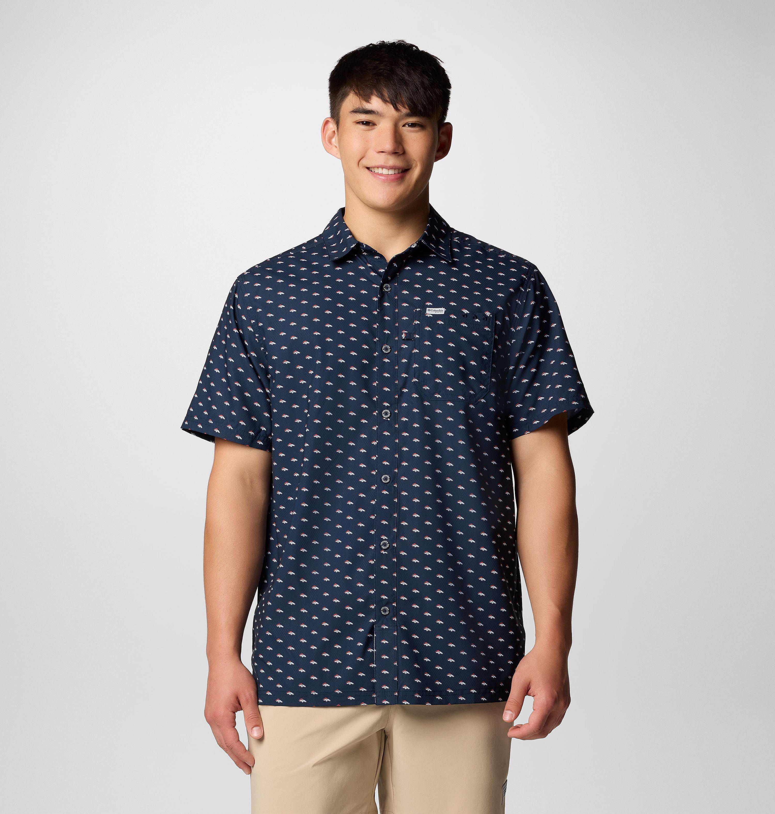 Men's PFG Super Slack Tide Short Sleeve Shirt - Denver Broncos